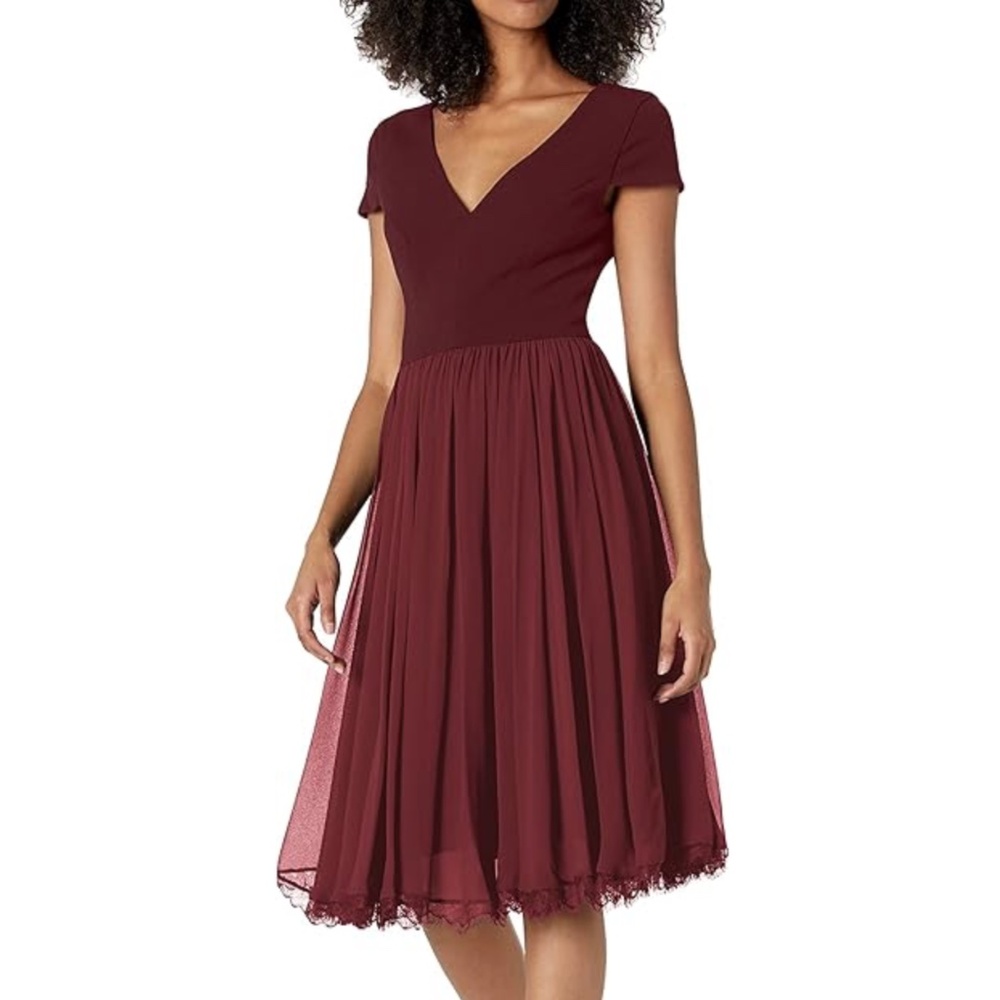 Dress the Population Burgundy Midi Dress